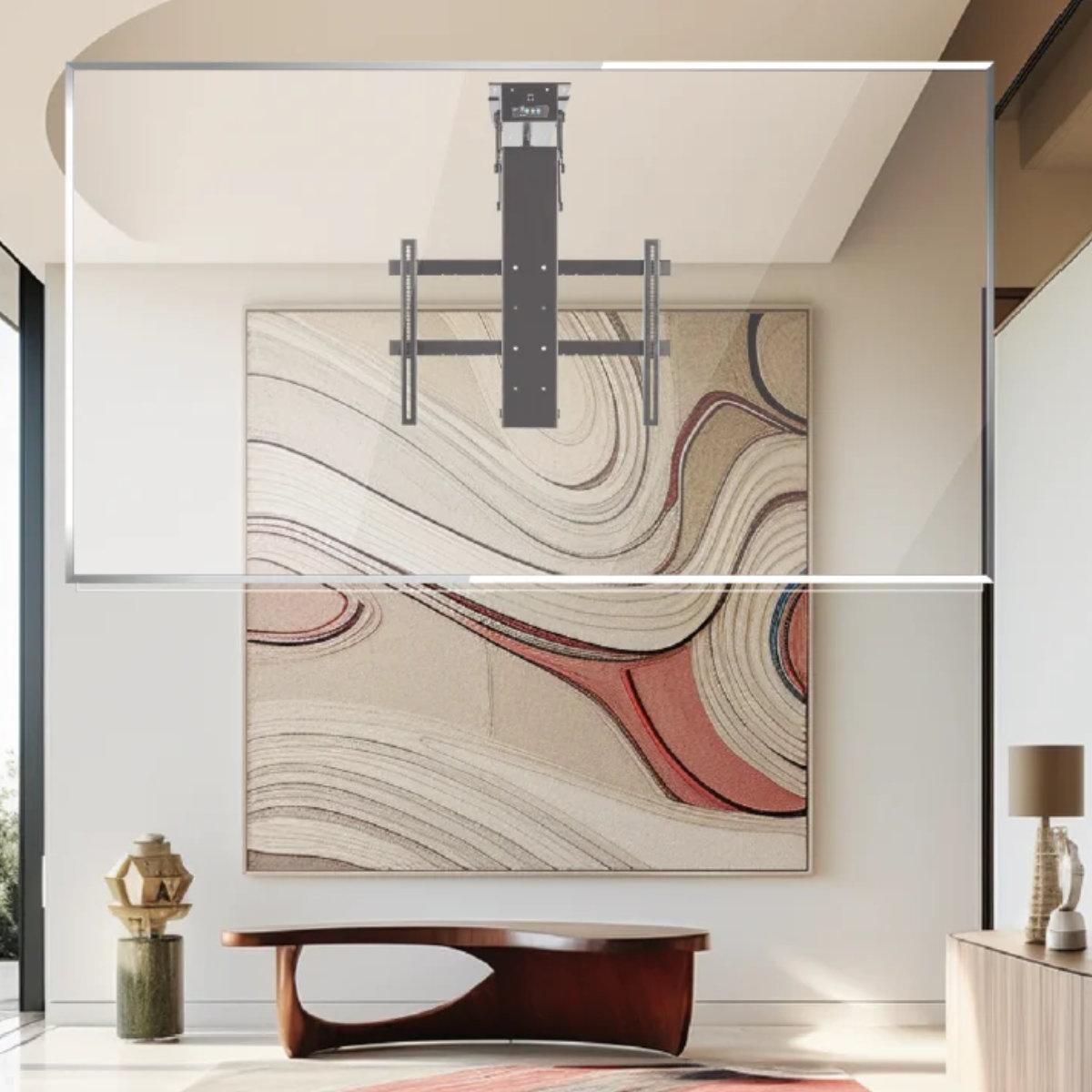 MonLines MDH014B elektrische TV Deckenhalterung bis 85 Zoll, schwarz, Anwendungsbeispiel MonLines MDH014B elektrische TV Deckenhalterung bis 85 Zoll, schwarz, Anwendungsbeispiel