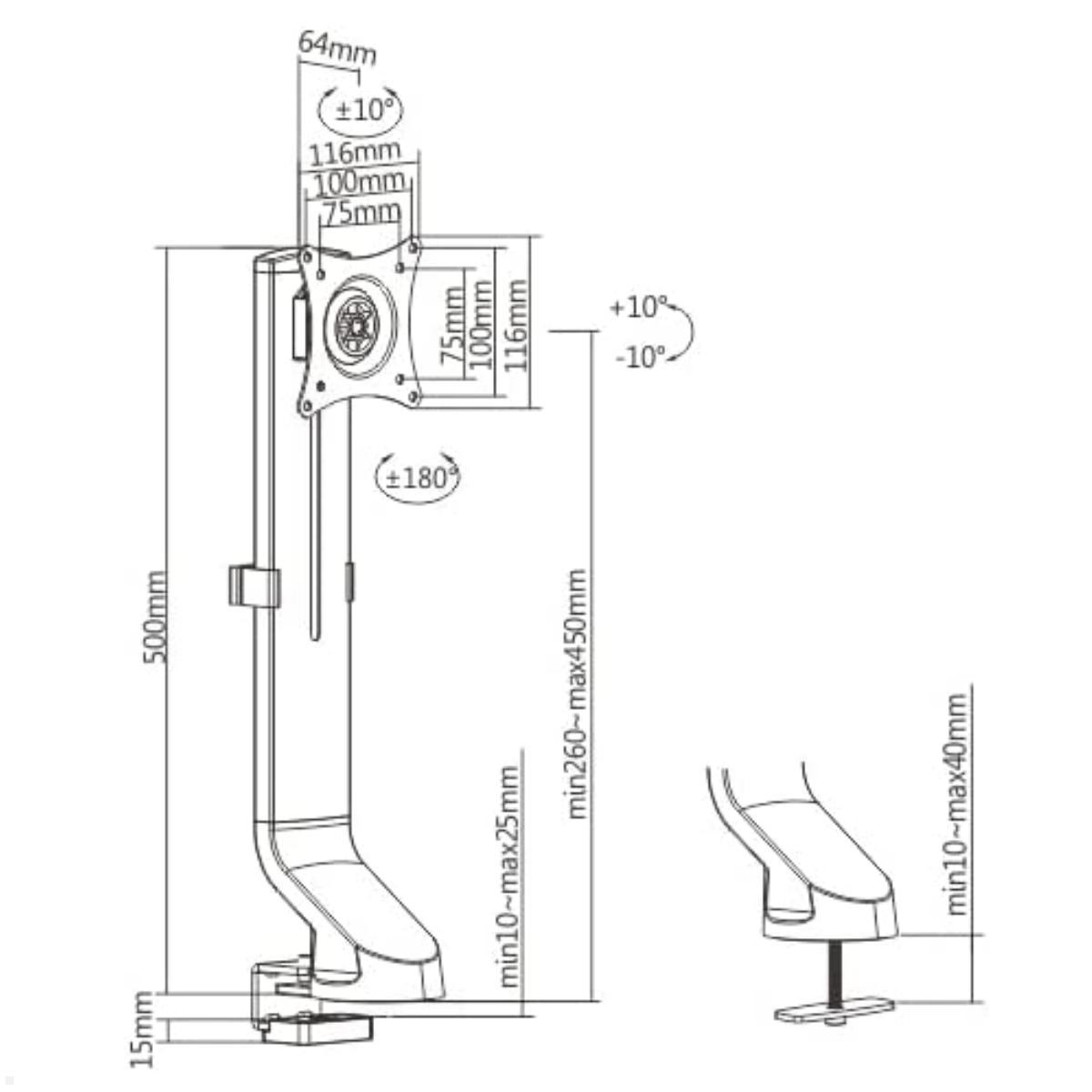 MonLines MTH014B Touchscreen Tischhalterung bis 32 Zoll, höhenverstellbar, POS Halterung