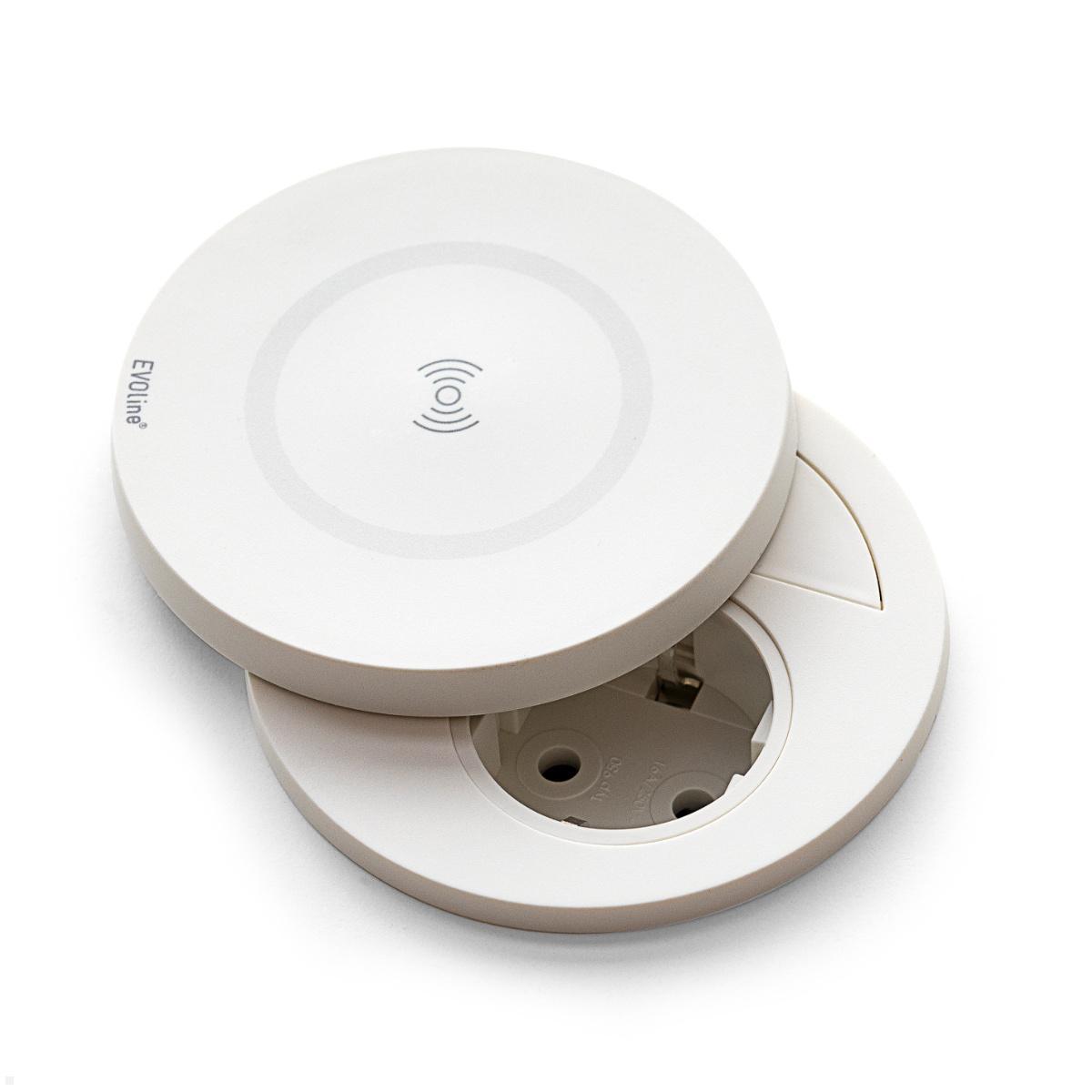 EVOline Circle80 Einbausteckdose USB A/C, Wireless Charger Deckel, weiß EVOline Circle80 Einbausteckdose USB A/C, Wireless Charger Deckel, weiß