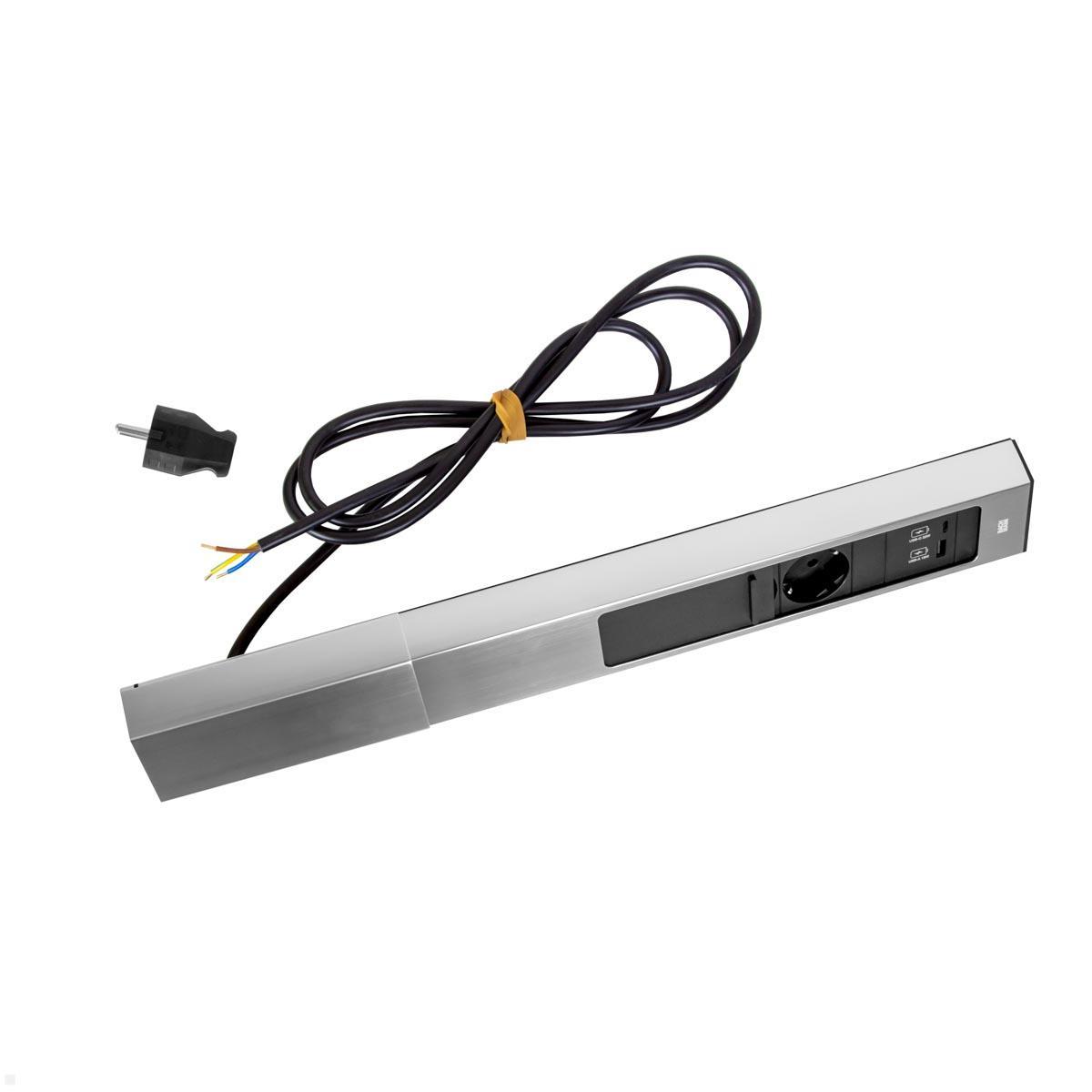 Bachmann CASIA 2 4x Steckdose (932.004) Edelstahl-Optik,  seitliche Ansicht Bachmann CASIA 2 4x Steckdose (932.004) Edelstahl-Optik,  seitliche Ansicht