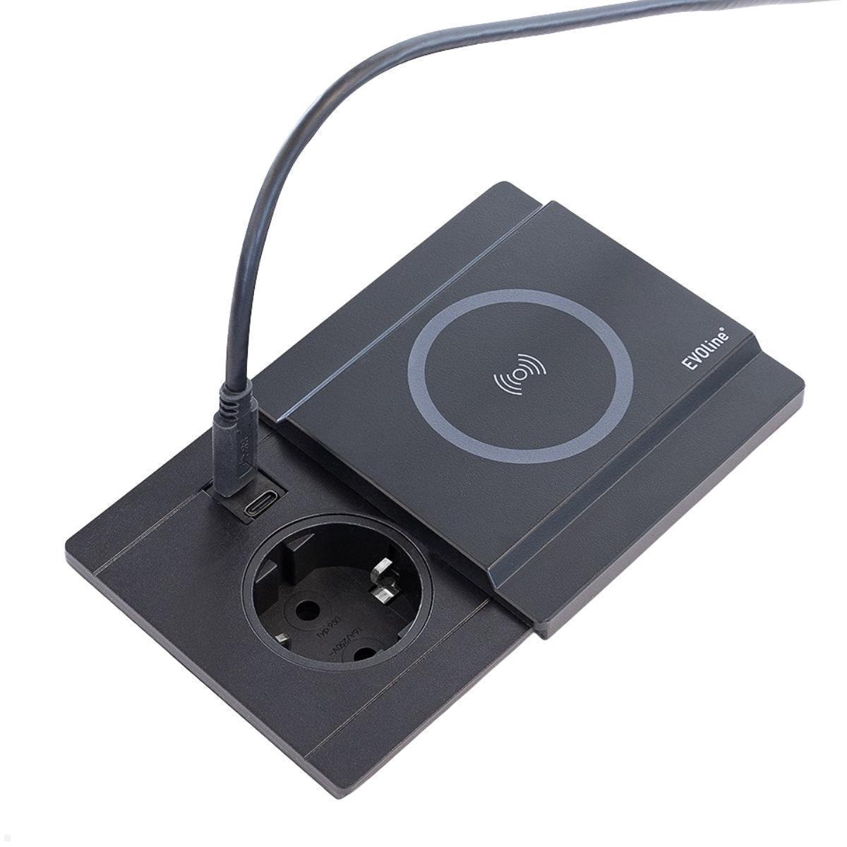 EVOline Schiebedeckel mit magnetischer Qi Ladefunktion für Circle80 USB 10W, schwarz, Beispiel