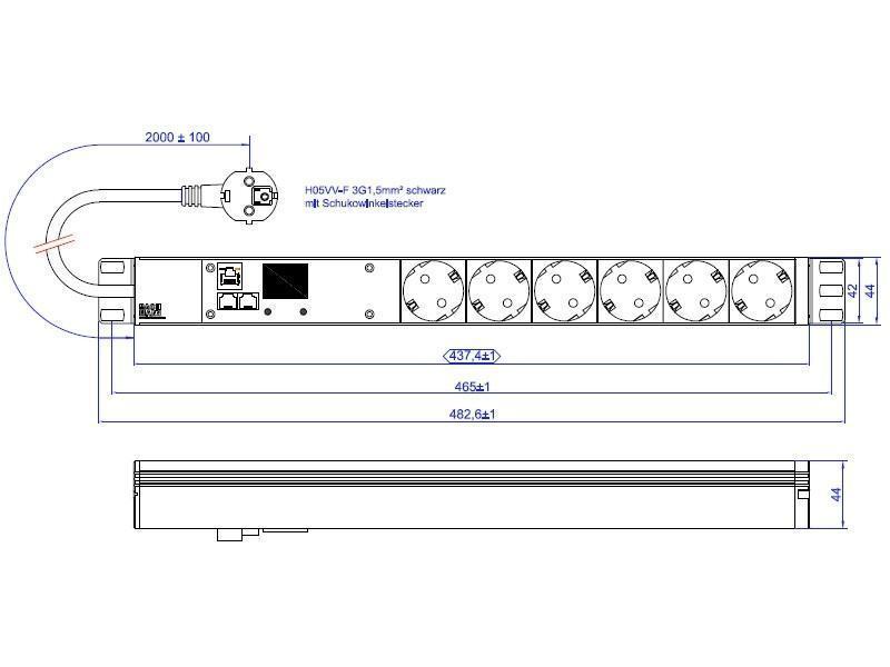 Bachmann 19 Zoll Steckdosenleiste BlueNet BN2000 6x Steckdose (329.3009) Maße Bachmann 19 Zoll Steckdosenleiste BlueNet BN2000 6x Steckdose (329.3009) Maße