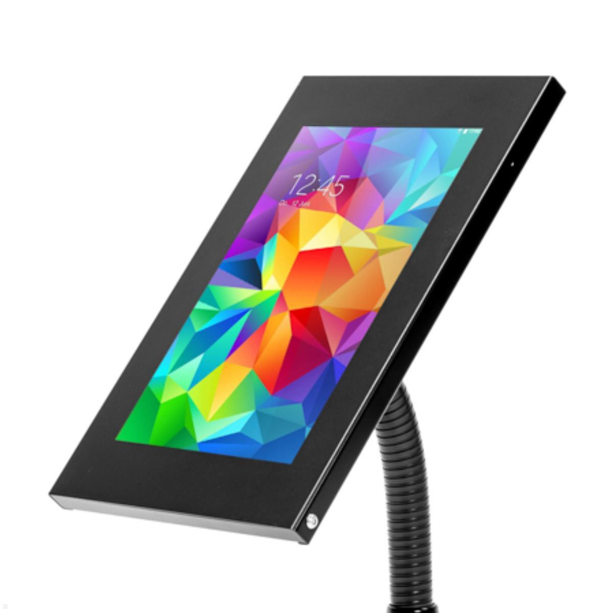TabLines TTH003B Tablet Tischhalterung Schwanenhals, kombiniert mit einem TSG SChutzgehäuse