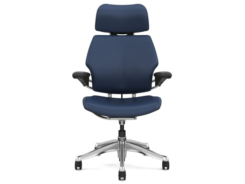 Humanscale Bürostuhl Leder Freedom Headrest F211AQ444N blau front Humanscale Bürostuhl Leder Freedom Headrest F211AQ444N blau front