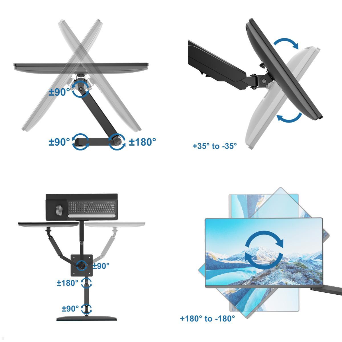 MonLines MBS020B dual Monitor Bodenstandfuß anschraubbar mit Tastaturhalterung, drehbar MonLines MBS020B dual Monitor Bodenstandfuß anschraubbar mit Tastaturhalterung, drehbar