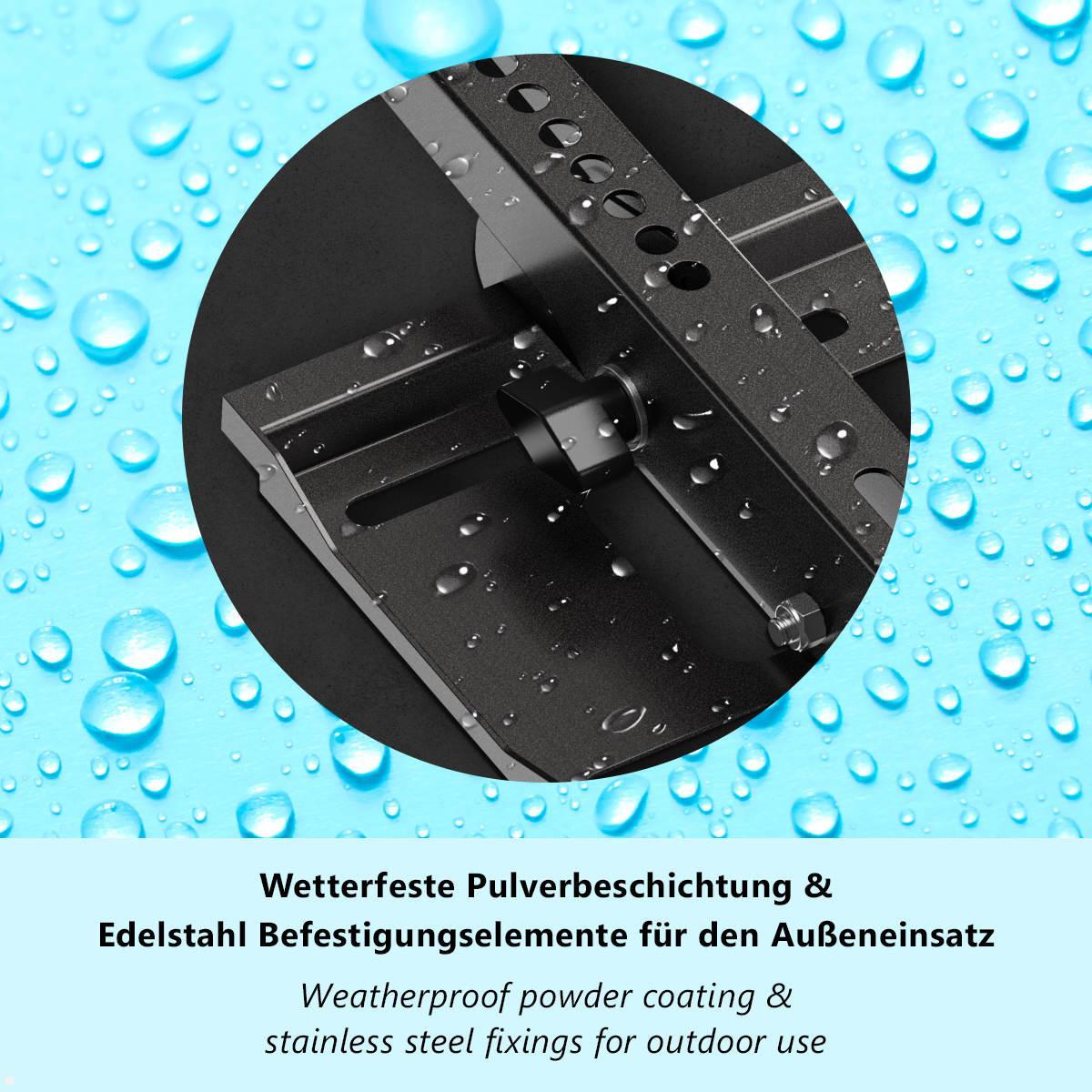 MonLines MWH046B Outdoor TV Wandhalterung neigbar, 37-86 Zoll bis 50kg, Wandabstand 56 mm flach