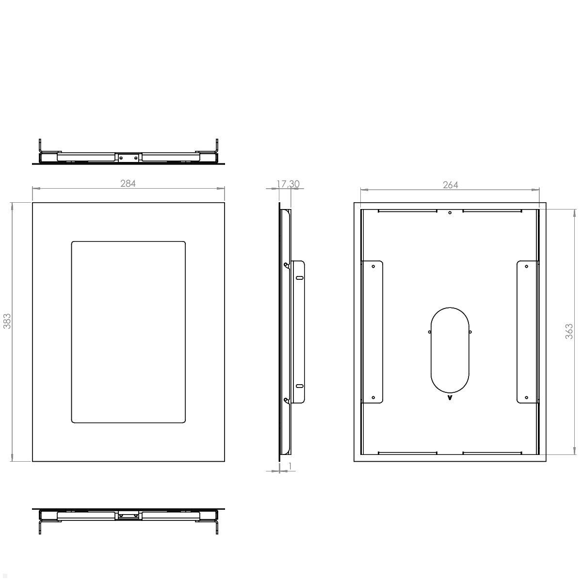 TabLines TWE105E Tablet Wandeinbau für Samsung Tab S8+ 12.4, Zeichnung TabLines TWE105E Tablet Wandeinbau für Samsung Tab S8+ 12.4, Zeichnung