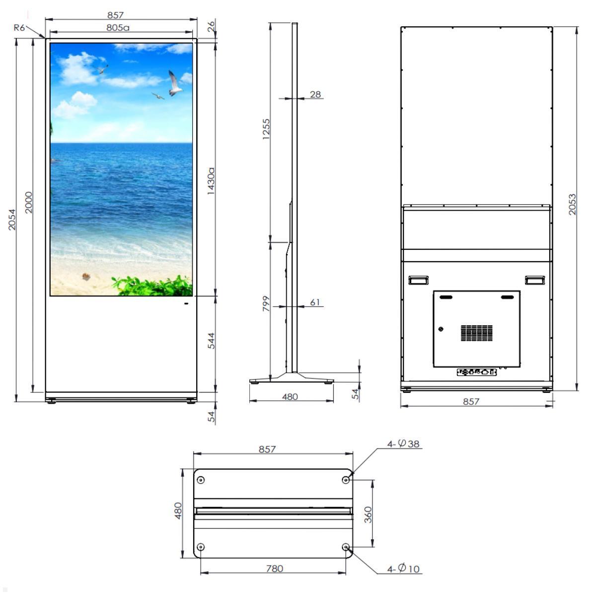 Clevertouch CL Touch Totem Commercial Display 65'' (12965CLTOUCHTOTEM), Maße
