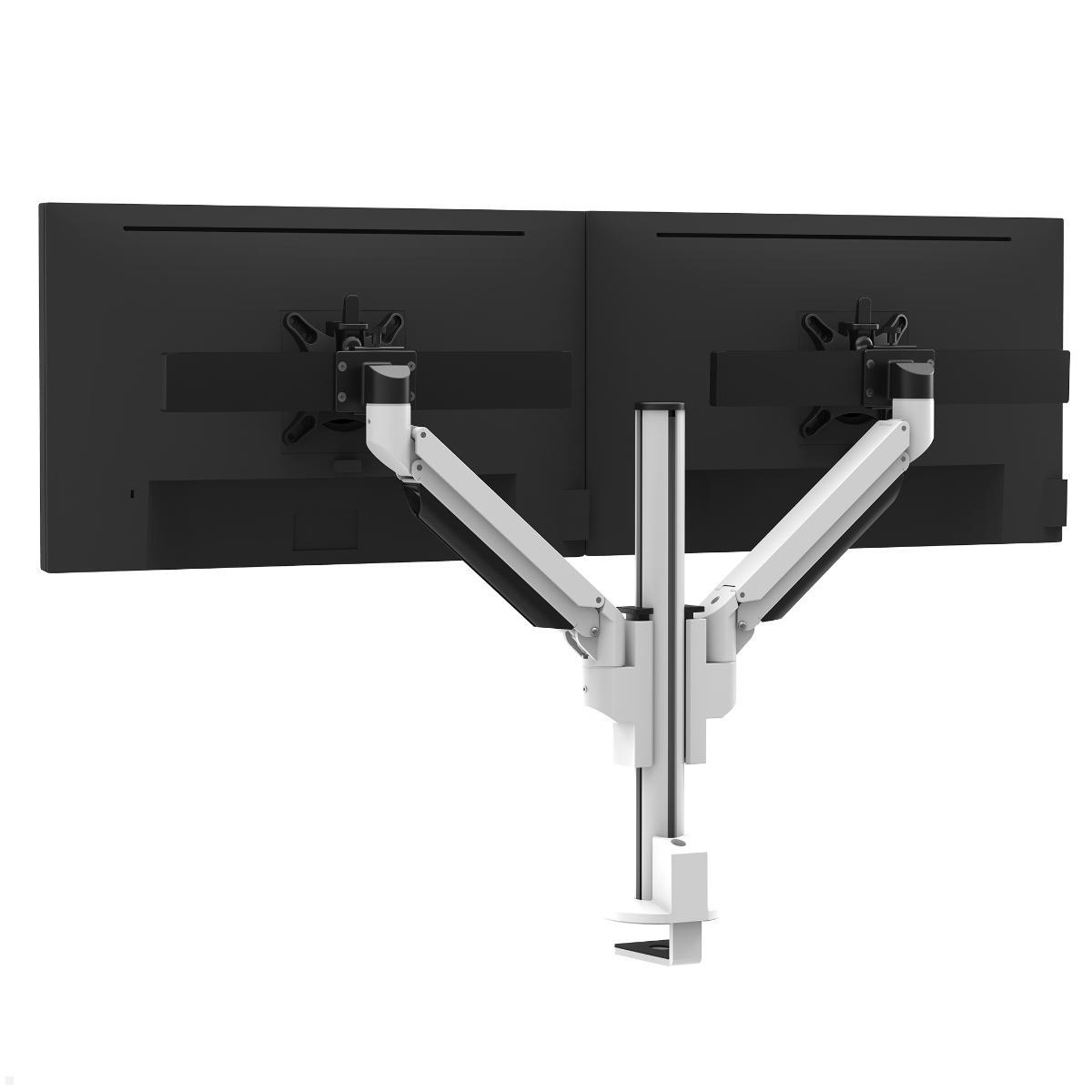Fellowes Galaxy Dual Monitor Tischhalterung mit C-Klemme und Monitor-Slider, Rückansicht mit Monittor