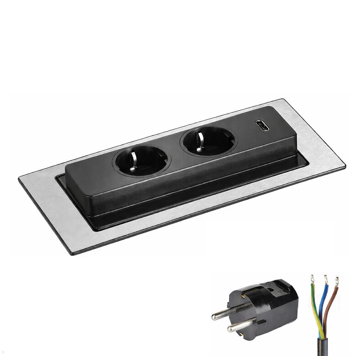 EVOLine BackFlip Cuisine 2x Steckdose mit USB-C Charger