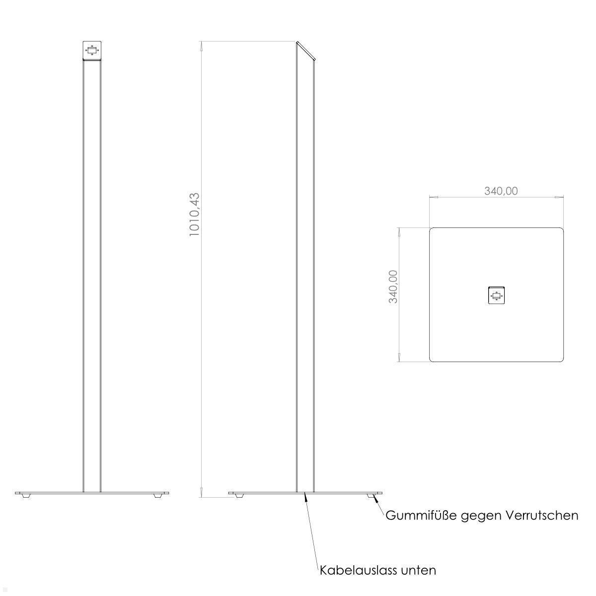 TabLines TBS013 Tablet Bodenständer, eckig, Maße