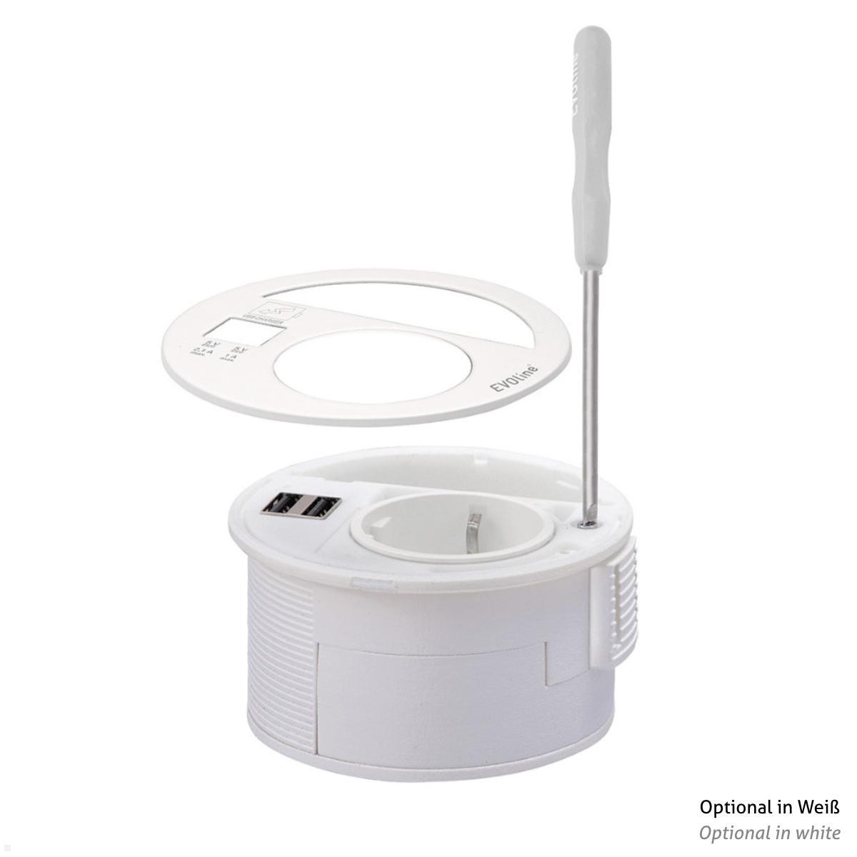 EVOline Circle80 Einbausteckdose mit USB-Charger C/C, Einbau