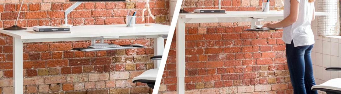 Steh-Sitz Tisch ergonomisch, höhenverstellbarer Schreibtisch Steh-Sitz Tisch ergonomisch, höhenverstellbarer Schreibtisch