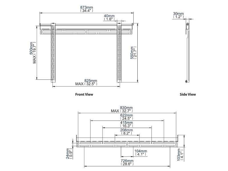 B-Tech BT8422-PRO TV Wandhalterung bis 80" Maße B-Tech BT8422-PRO TV Wandhalterung bis 80" Maße