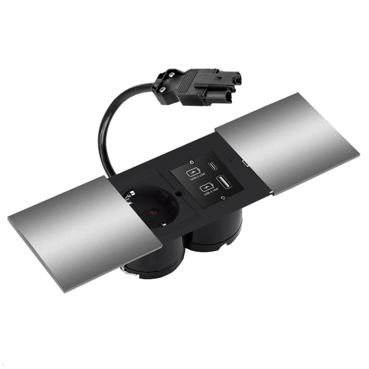 Bachmann DUE Steckdose, USB-Charger A/C, Deckel, Edelstahl (929.227DE) Bachmann DUE Steckdose, USB-Charger A/C, Deckel, Edelstahl (929.227DE)