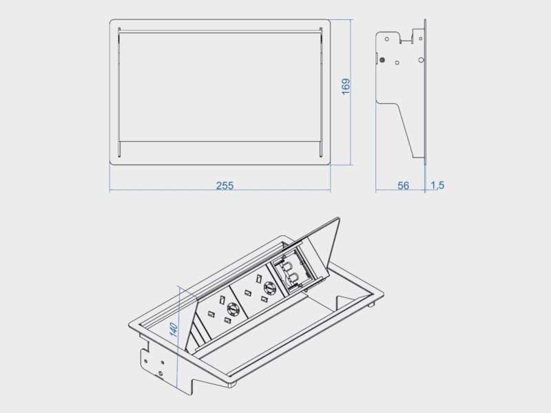 Bachmann CONEO Set Einbau Steckdose 4-fach 1x Steckdose, 2x CM, USB Charger (900.408) Zeichnung Bachmann CONEO Set Einbau Steckdose 4-fach 1x Steckdose, 2x CM, USB Charger (900.408) Zeichnung