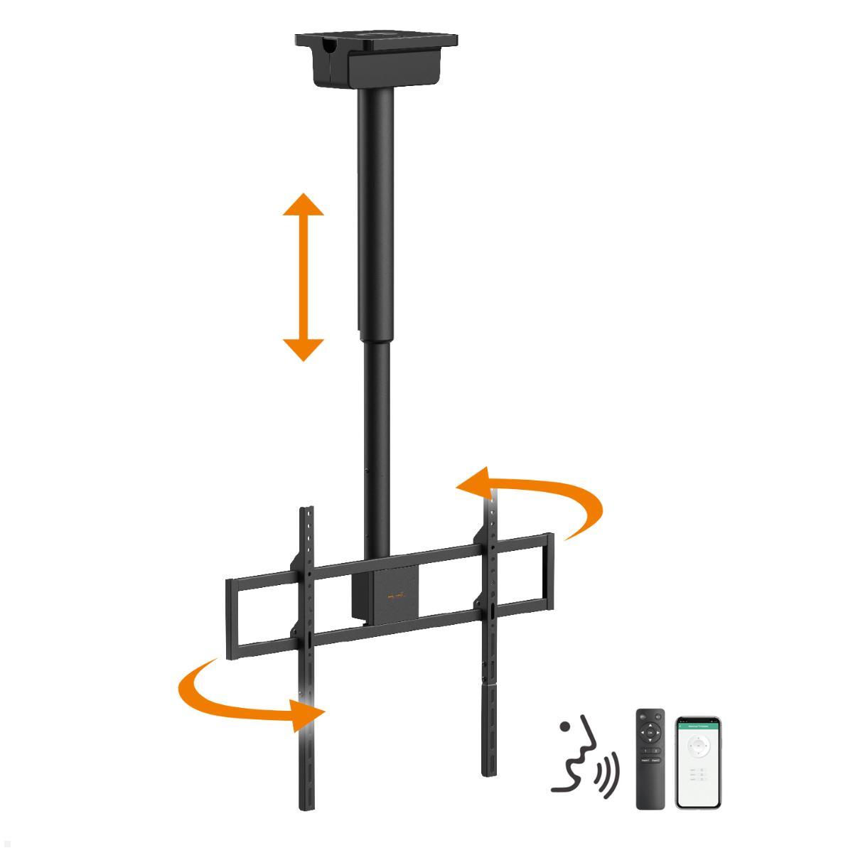 MonLines MDH016 elektrisch schwenkbare TV Deckenhalterung 50 - 100 Zoll, elektrische TV Deckenhalterung