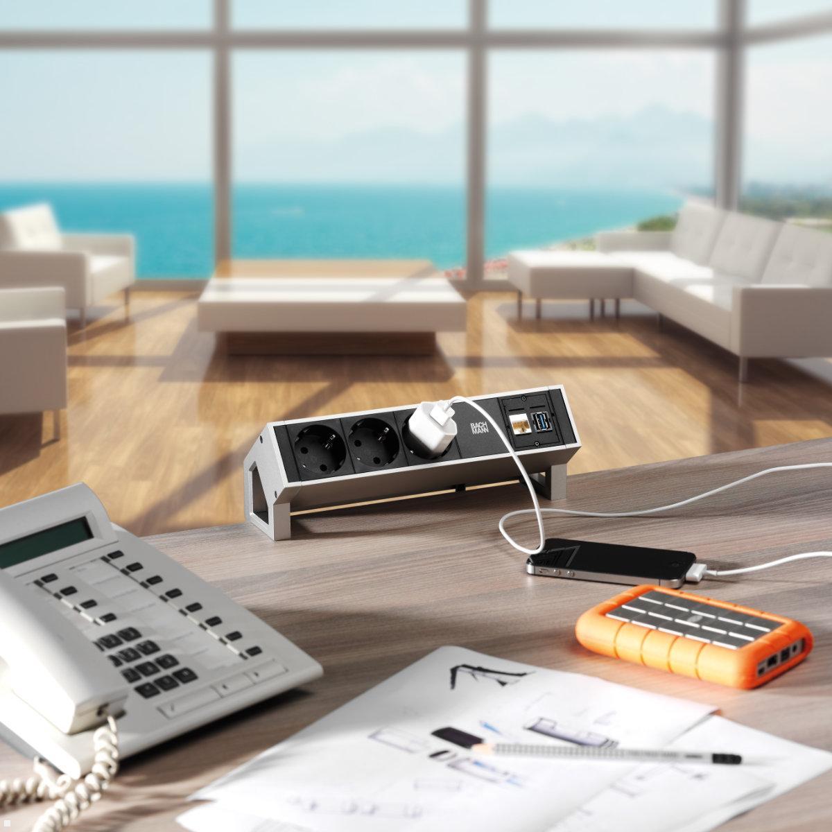 Bachmann DESK 2 3x Steckdose mit USB-Charger A/A 1x CM (902.4790), Anwendungsbeispiel