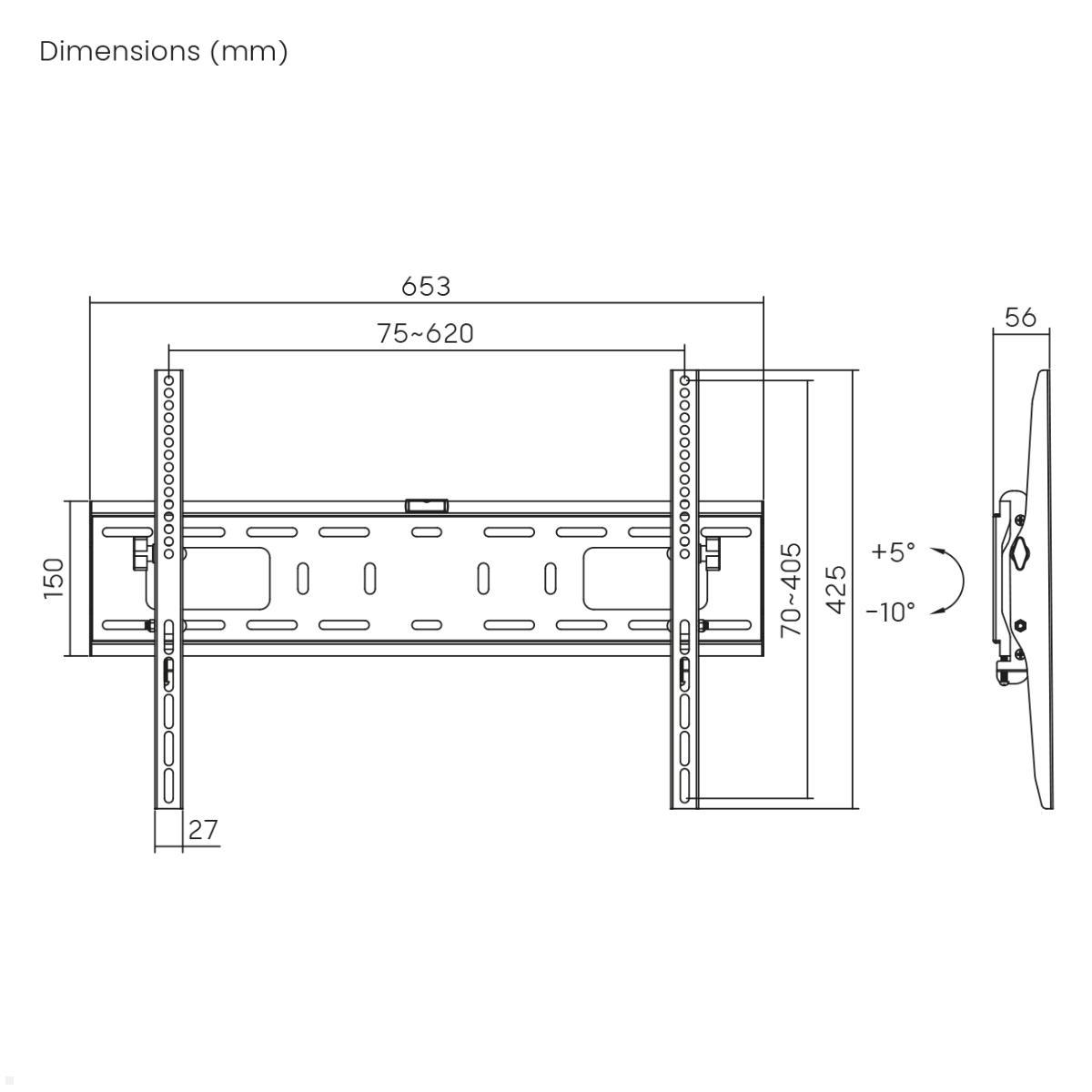 MonLines MWH046B Outdoor TV Wandhalterung neigbar, 37-86 Zoll bis 50kg, Outdoor Terrasse Montage