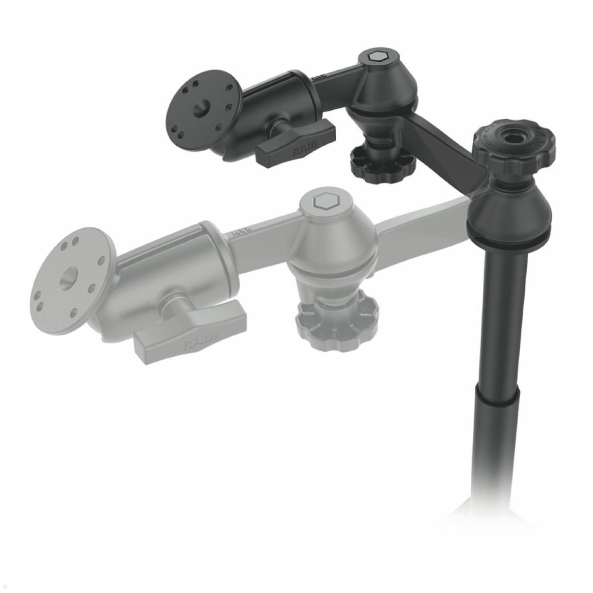 RAM Mounts Universal Fahrzeug-Basis, Doppel-Schwenkarm. C-Kugel (RAM-VB-196-SW2), Sitzschiene C-Kugel