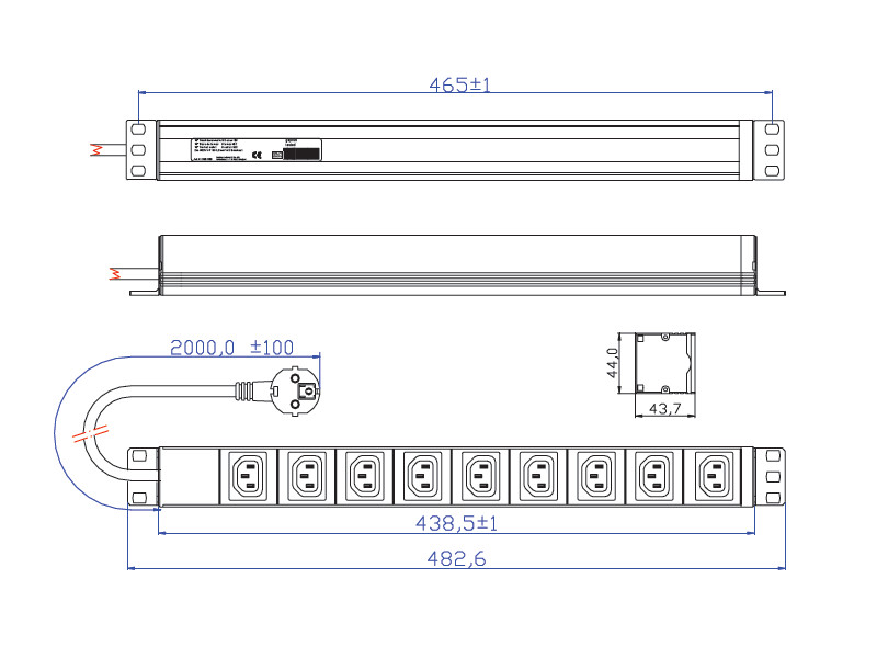 Bachmann 19Zoll Steckdosenleiste 9x C13 1HE 333.539 Maße Bachmann 19Zoll Steckdosenleiste 9x C13 1HE 333.539 Maße