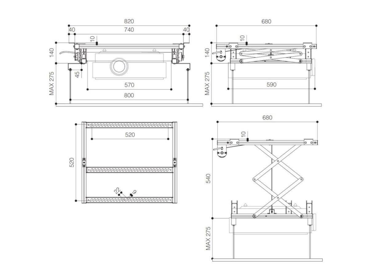Vogel's PPL 2040 elektrischer Beamer Deckenlift 400 mm HUB, max. 30 kg technische Zeichnung Vogel's PPL 2040 elektrischer Beamer Deckenlift 400 mm HUB, max. 30 kg technische Zeichnung