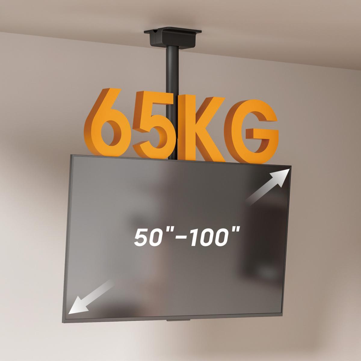 MonLines MDH016 elektrisch schwenkbare TV Deckenhalterung 50 - 100 Zoll, höhenverstellbare Deckenmontage
