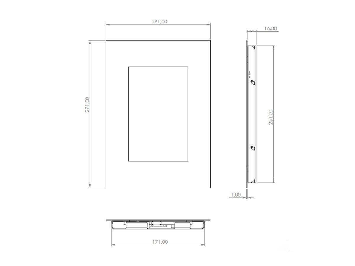 Samsung Galaxy Tab A 8.0 Tablet Einbaurahmen in schwarz, Technische Zeichnungen Samsung Galaxy Tab A 8.0 Tablet Einbaurahmen in schwarz, Technische Zeichnungen