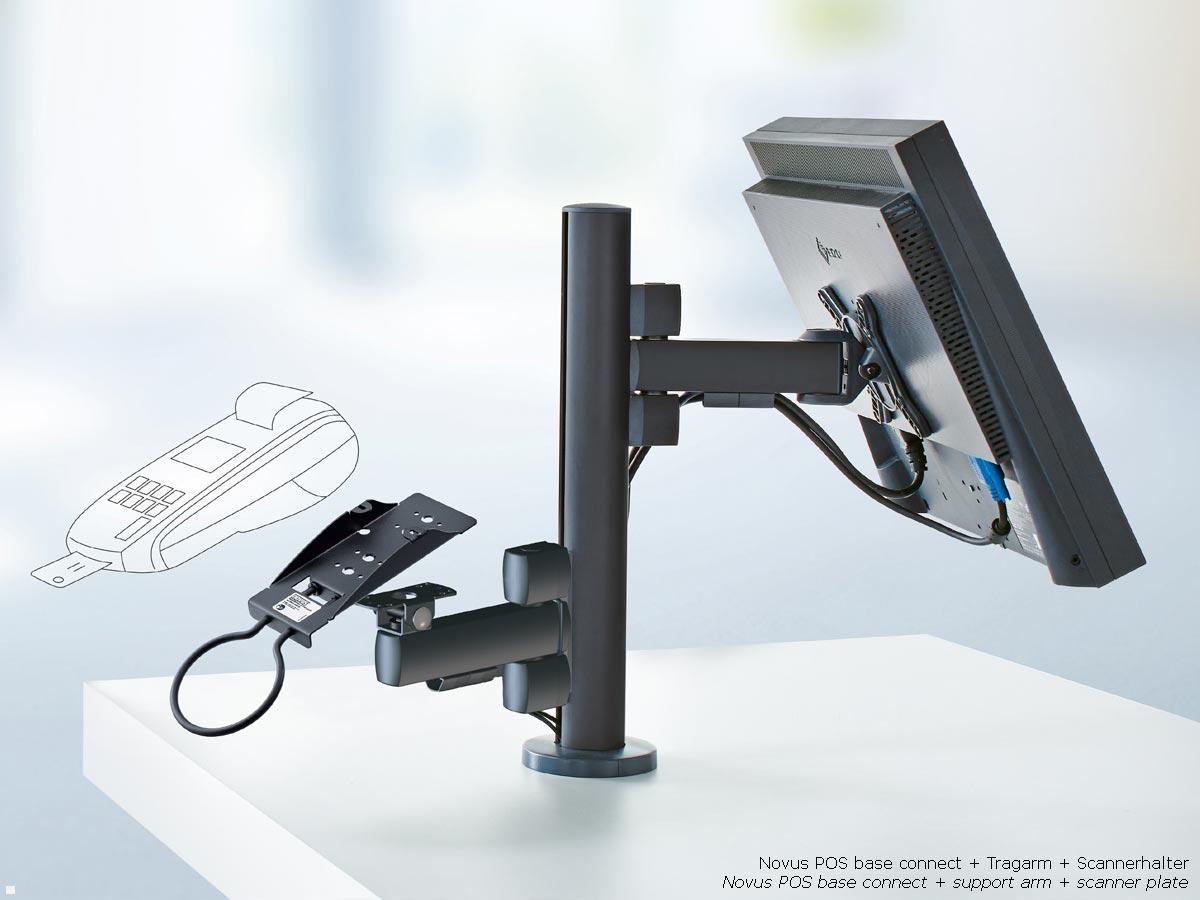 Novus POS base connect 100 mit EC Gerät Halterung für Yomani ML+XR Touch, Monitorhalter Novus POS base connect 100 mit EC Gerät Halterung für Yomani ML+XR Touch, Monitorhalter