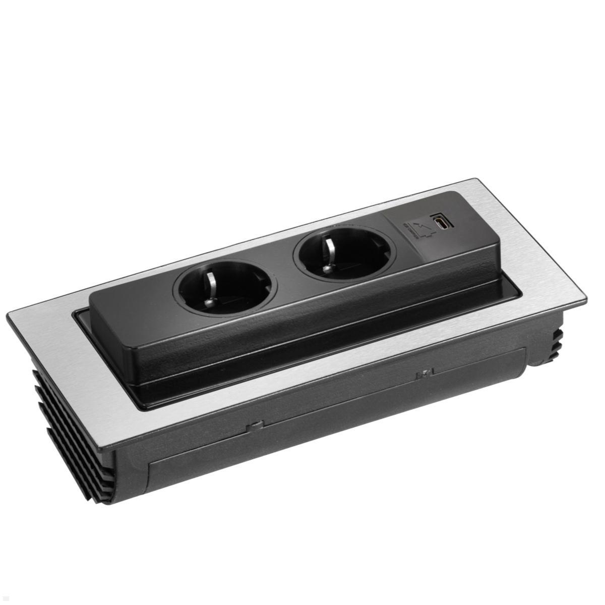 EVOLine BackFlip Cuisine 2x Steckdose mit USB-C Charger, Steckdose sichtbar