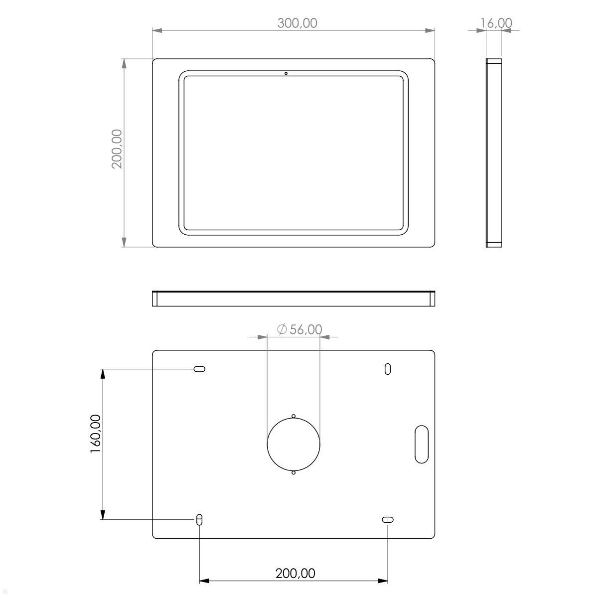 TabLines TWH059W Wandhalterung Apple iPad Air 11.0 (M2), weiß technische Zeichnung TabLines TWH059W Wandhalterung Apple iPad Air 11.0 (M2), weiß technische Zeichnung