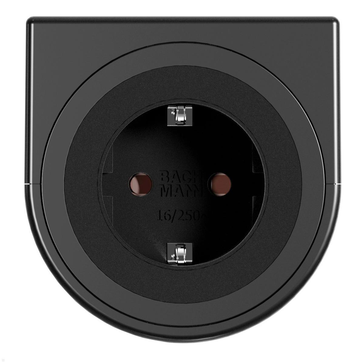 Bachmann PIX HOLDER SINGLE Steckdose für Möbel mit 1x CEE7/3, 0,2m Zuleitung (BM0020084), Steckdosenhalter CEE7/3 schwarz
