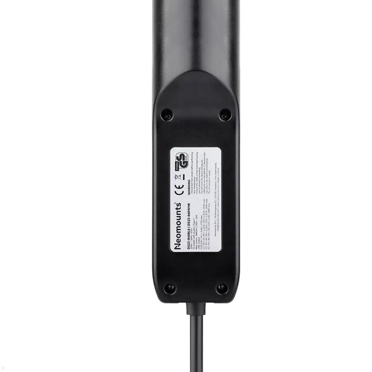 Neomounts VOLT Tischsteckdose DS22-840BL6 mit Klemme, Kennzeichnung