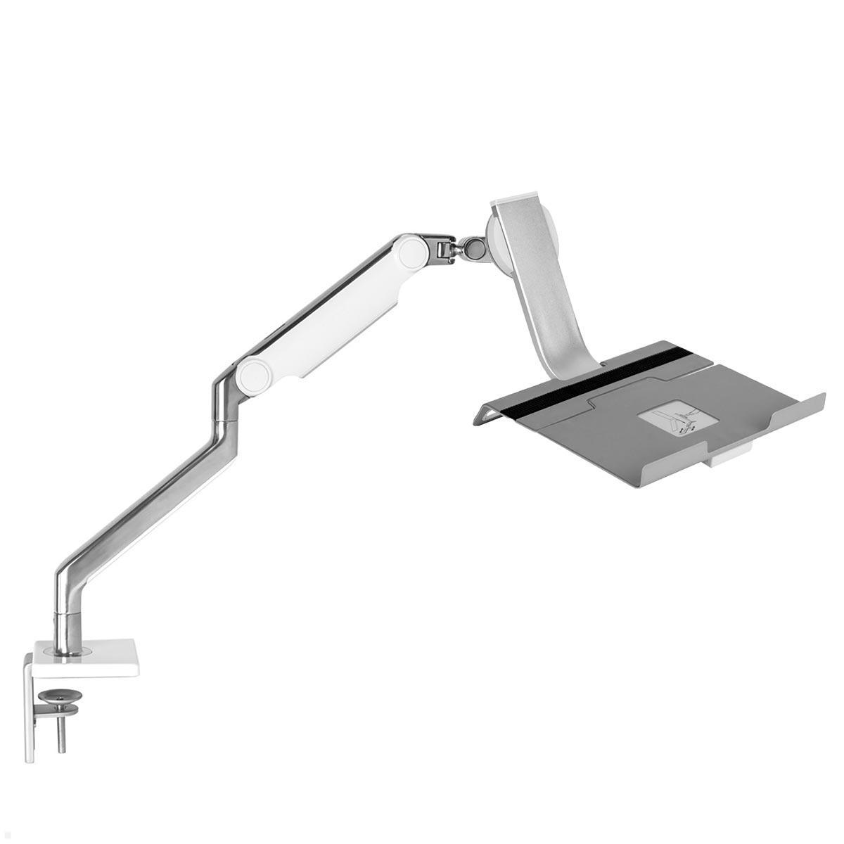 Humanscale M2.1 Laptop Tischhalterung mit Schwenkarm schräg, weiß, Ablage Humanscale M2.1 Laptop Tischhalterung mit Schwenkarm schräg, weiß, Ablage