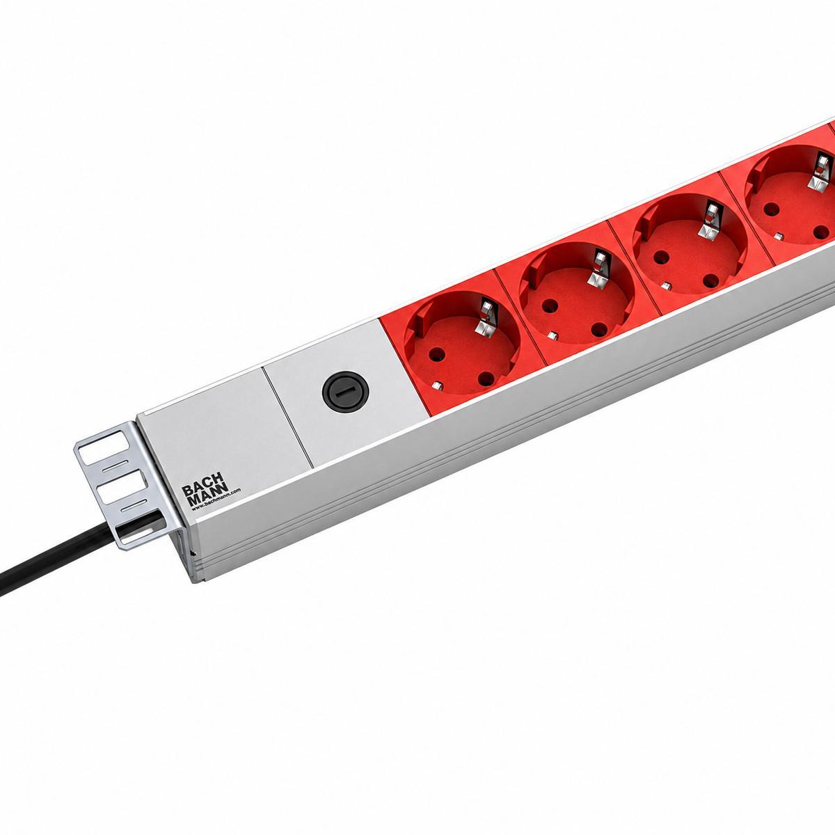 Bachmann 19 Zoll 8-fach Steckdosenleiste Feinsicherung 1HE (333.410), PDU 1HE Serverrack