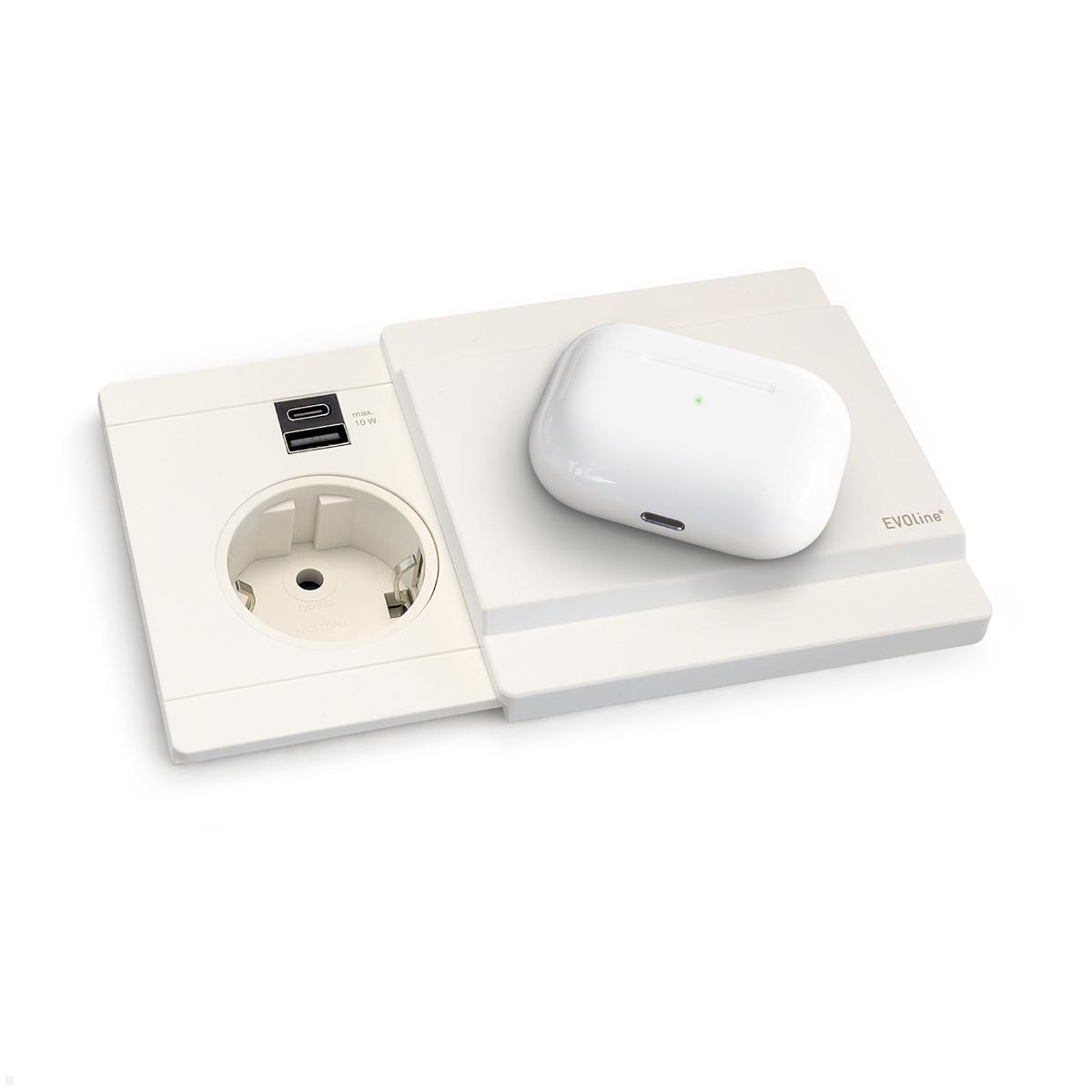 EVOline Schiebedeckel mit magnetischer Qi Ladefunktion für Circle80 USB 10W, weiß, Kopfhörer Ladestation