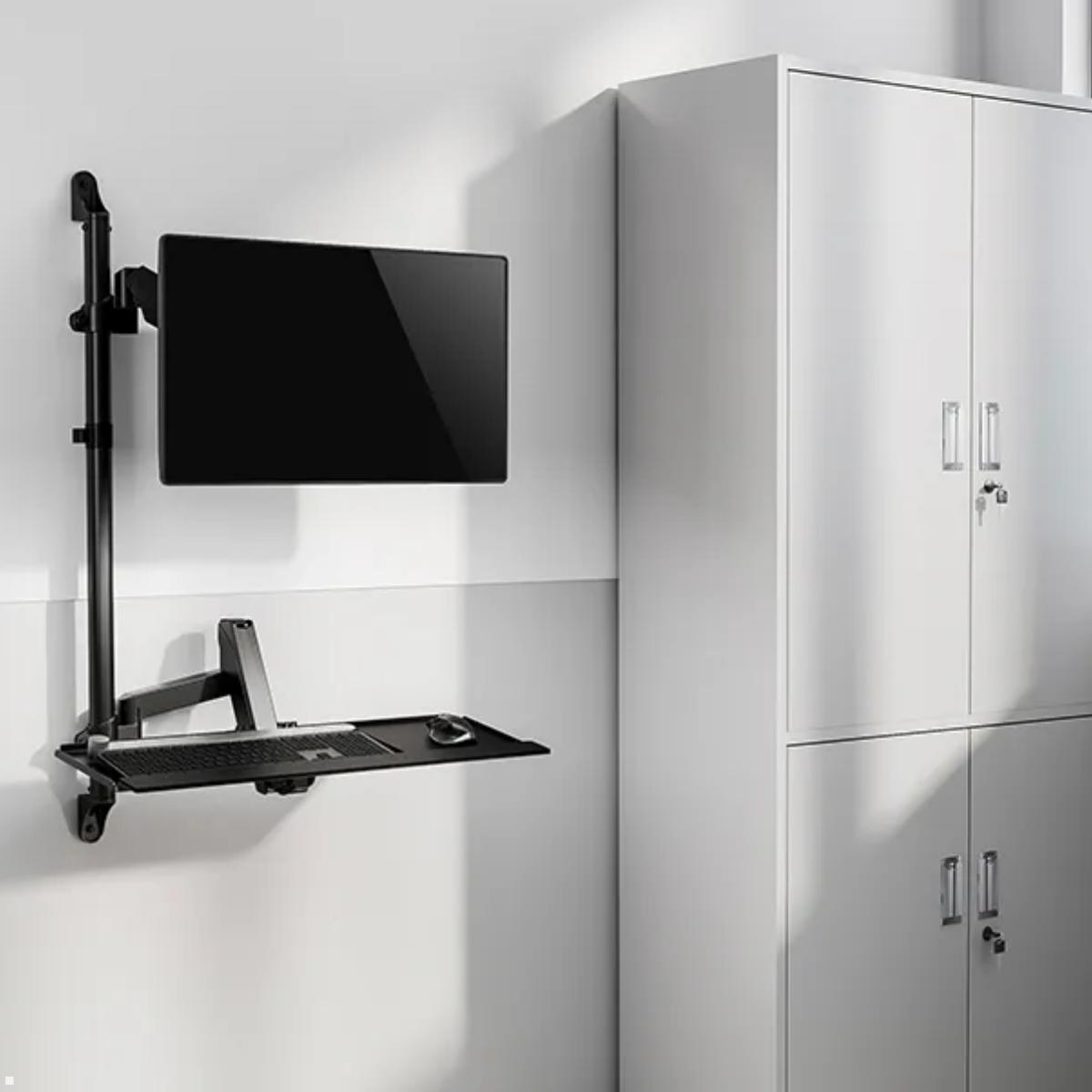 Neomounts WL90-325BL1 wandmontierter Arbeitsplatz für Bildschirme bis 32 Zoll, Ansicht Montage an der Wand Neomounts WL90-325BL1 wandmontierter Arbeitsplatz für Bildschirme bis 32 Zoll, Ansicht Montage an der Wand