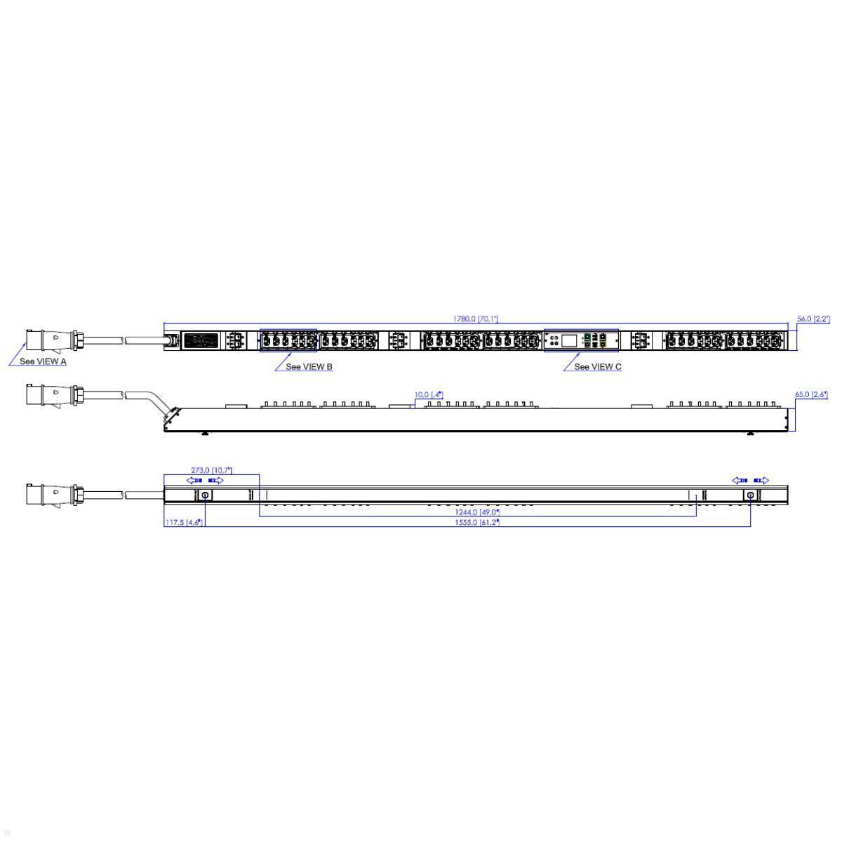 Legrand Raritan iX Rack-PDU 0U mit 18xHDOT C13 / 18xCx, 3-phasig 400V 32A, Outlet Metered/Switched (PX4-5699-E7V2), PDU 23 kVA Switching