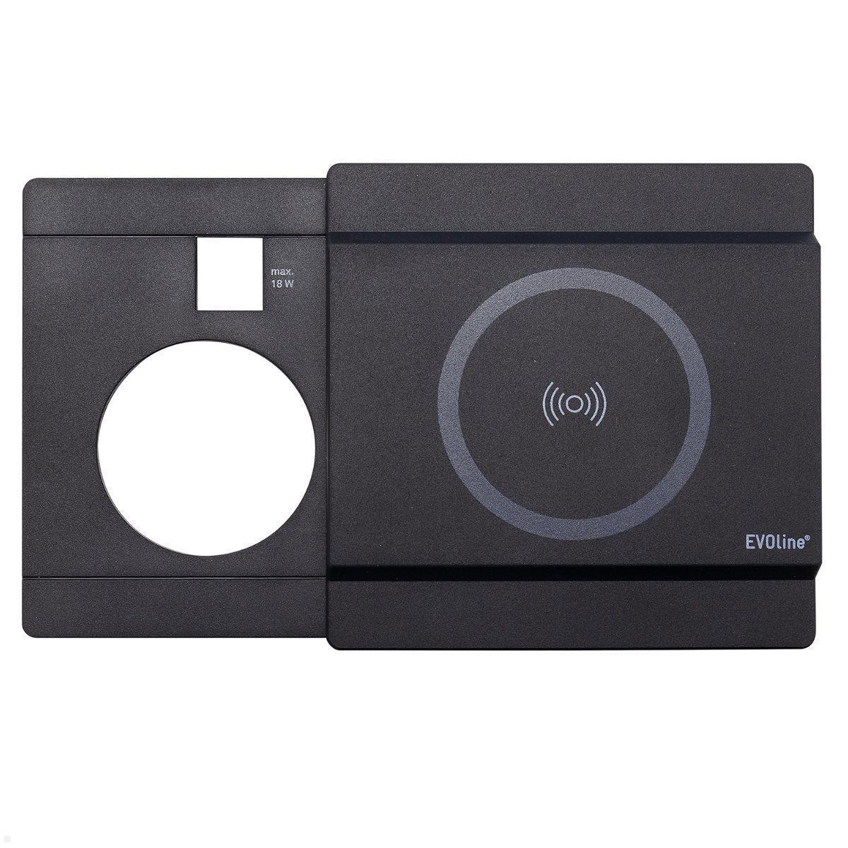 EVOline Schiebedeckel mit magnetischer Qi Ladefunktion für Circle80 USB 18W, schwarz, Frontansicht