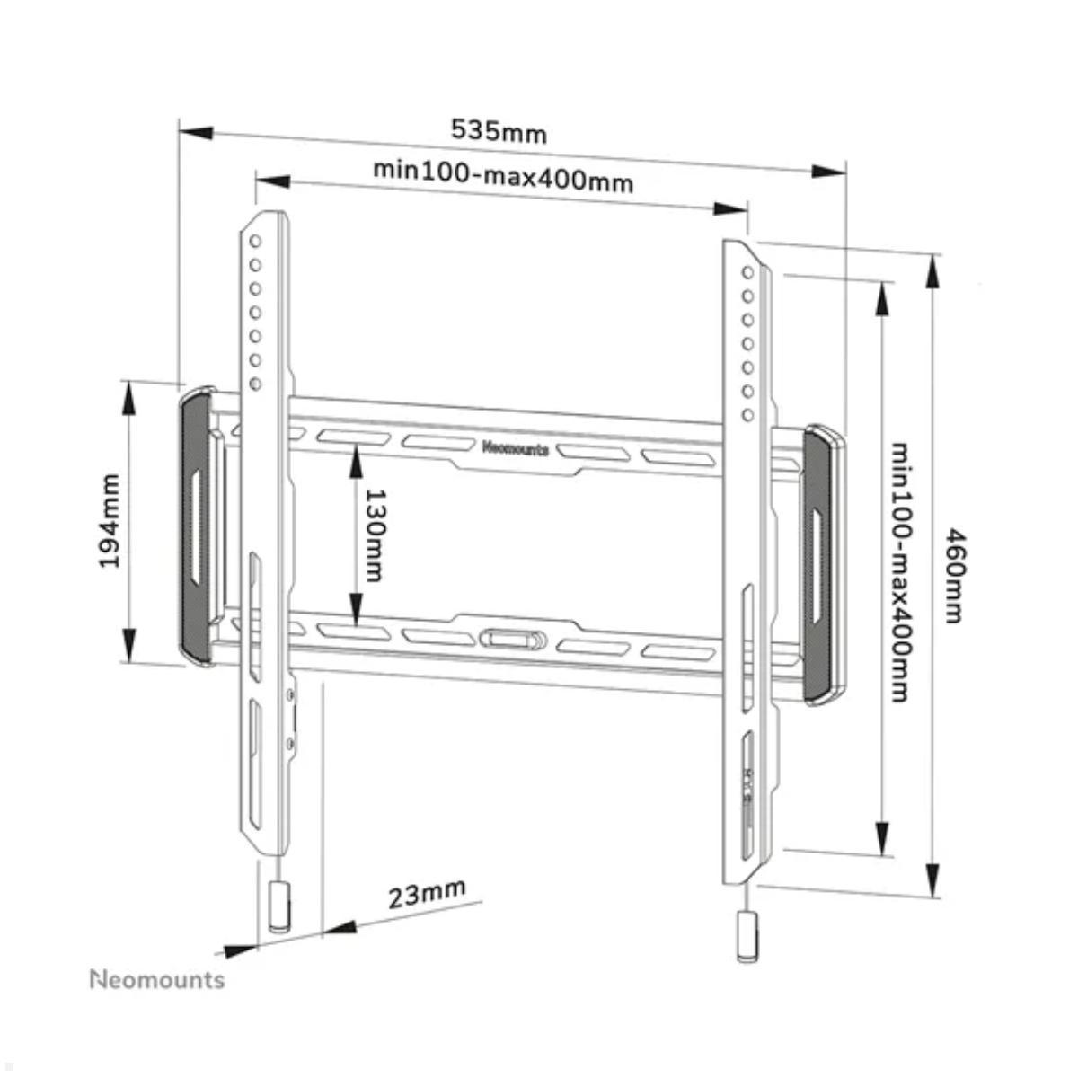 Flache TV Wandhalterung, Neomounts WL30-550BL14, schwarz, Technische Zeichnung Flache TV Wandhalterung, Neomounts WL30-550BL14, schwarz, Technische Zeichnung