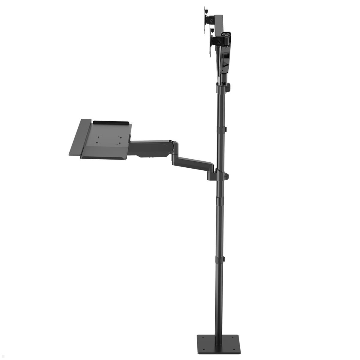 MonLines MBS020B dual Monitor Bodenstandfuß anschraubbar mit Tastaturhalterung, Seitenansicht MonLines MBS020B dual Monitor Bodenstandfuß anschraubbar mit Tastaturhalterung, Seitenansicht
