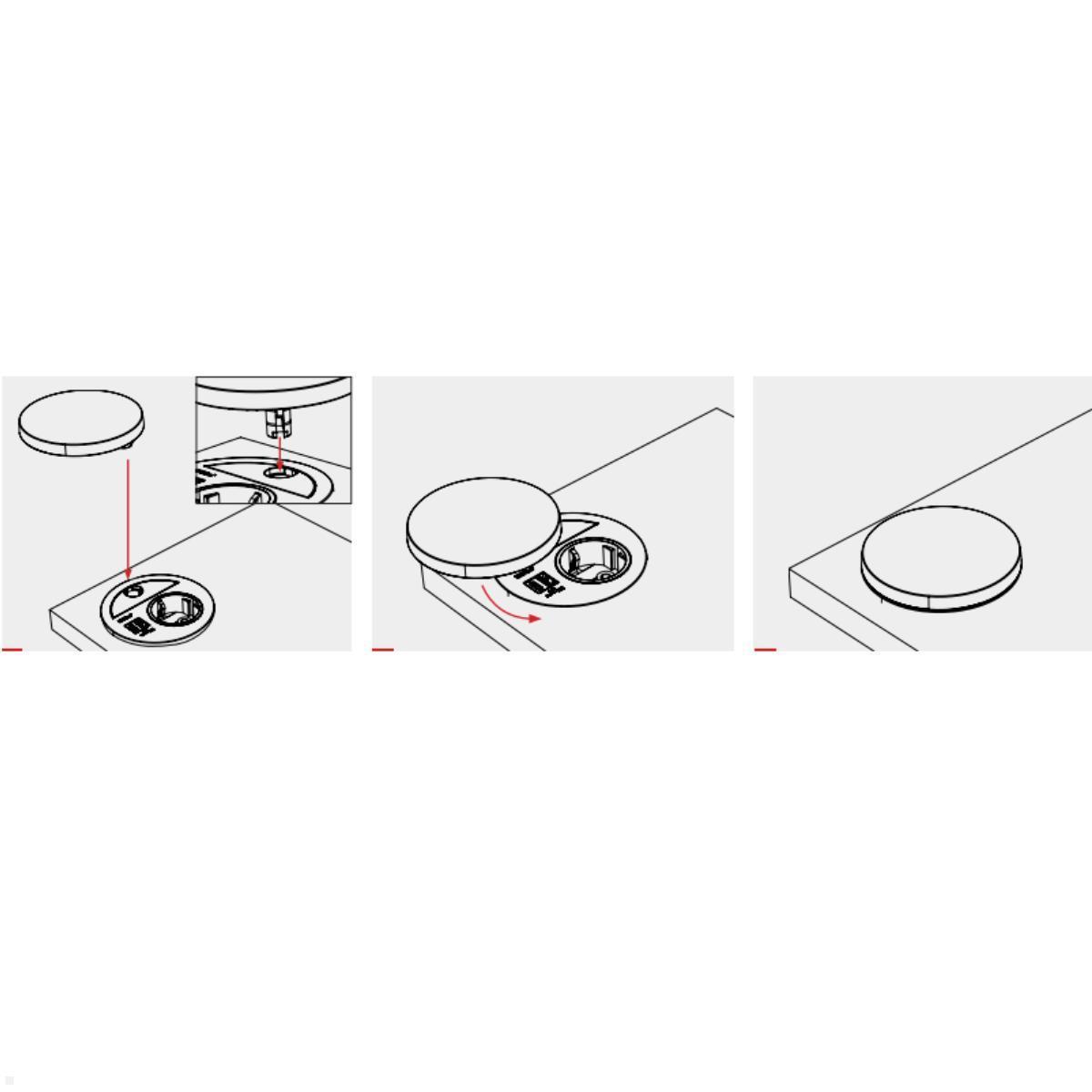 EVOline Circle80 Zubehör Hide Deckel für Einbausteckdosen, Maße EVOline Circle80 Zubehör Hide Deckel für Einbausteckdosen, Maße