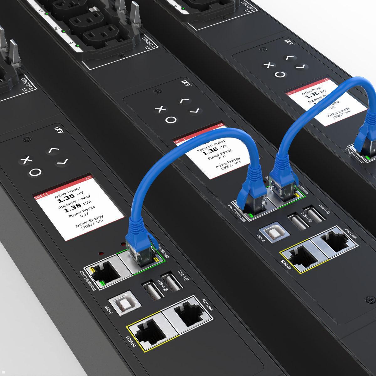 Legrand Raritan iX Rack-PDU 0U mit 18xC13 / 18xHDOT Cx, 3-phasig 400V 32A, Input Metered/Switched (PX4-2699-E7V2), Rack-PDU Serverrack