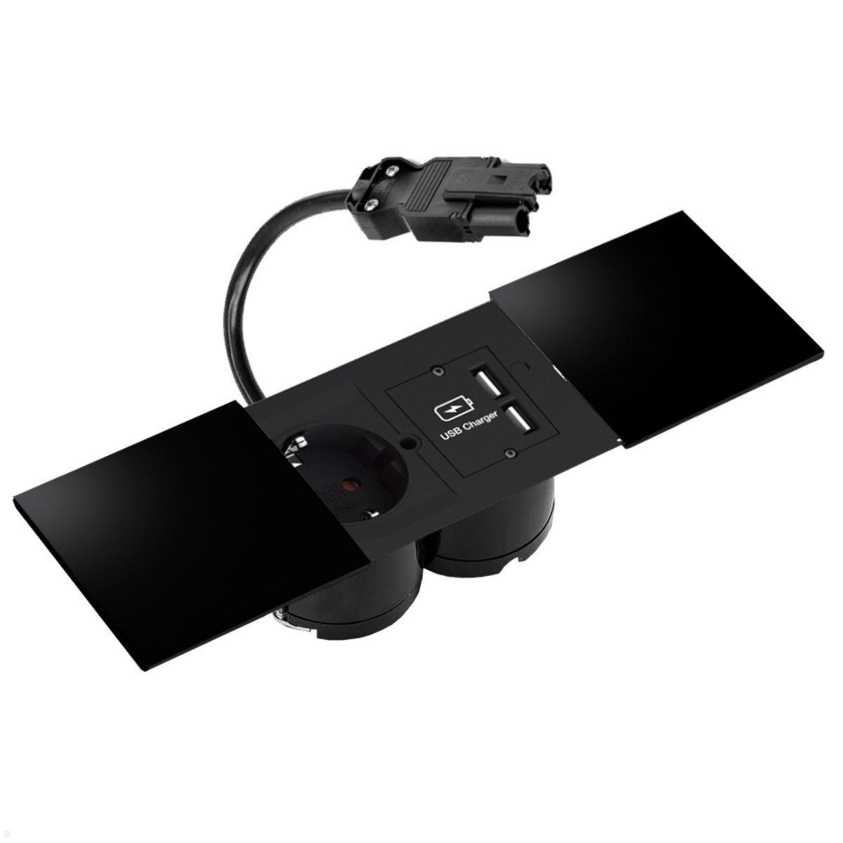 Bachmann DUE Steckdose, USB-A Doppelcharger, Deckel, schwarz (929.040DB) Bachmann DUE Steckdose, USB-A Doppelcharger, Deckel, schwarz (929.040DB)