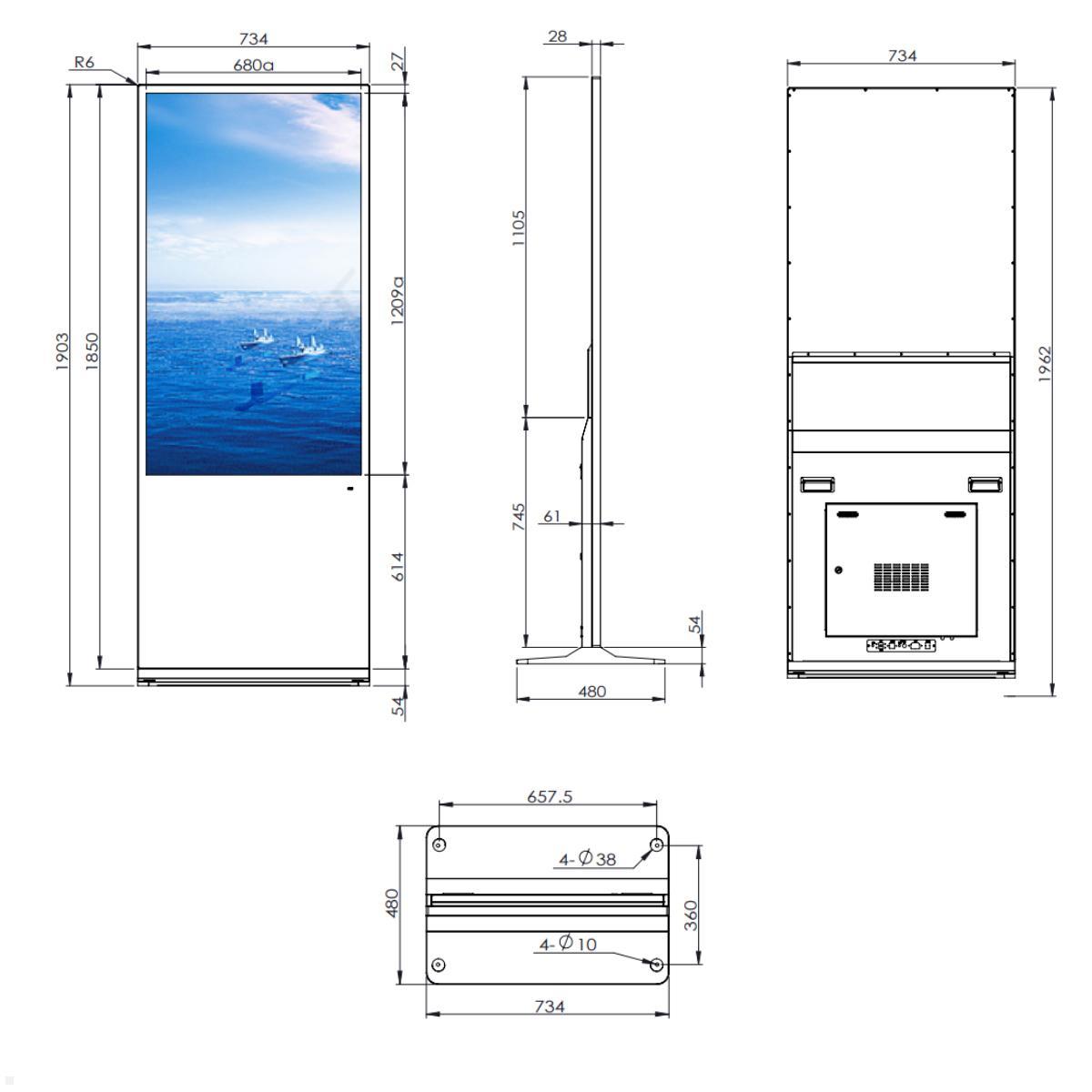 Clevertouch CL Touch Totem Commercial Display 55'' (12955CLTOUCHTOTEM), Maße