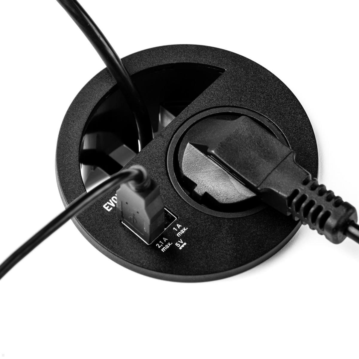 EVOline Circle80 Einbausteckdose mit USB-Charger C/C, Detailansicht