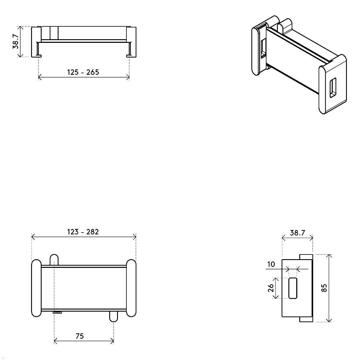 Dataflex Addit Universal-Tablethalterung 4,7-15 Zoll, Maße