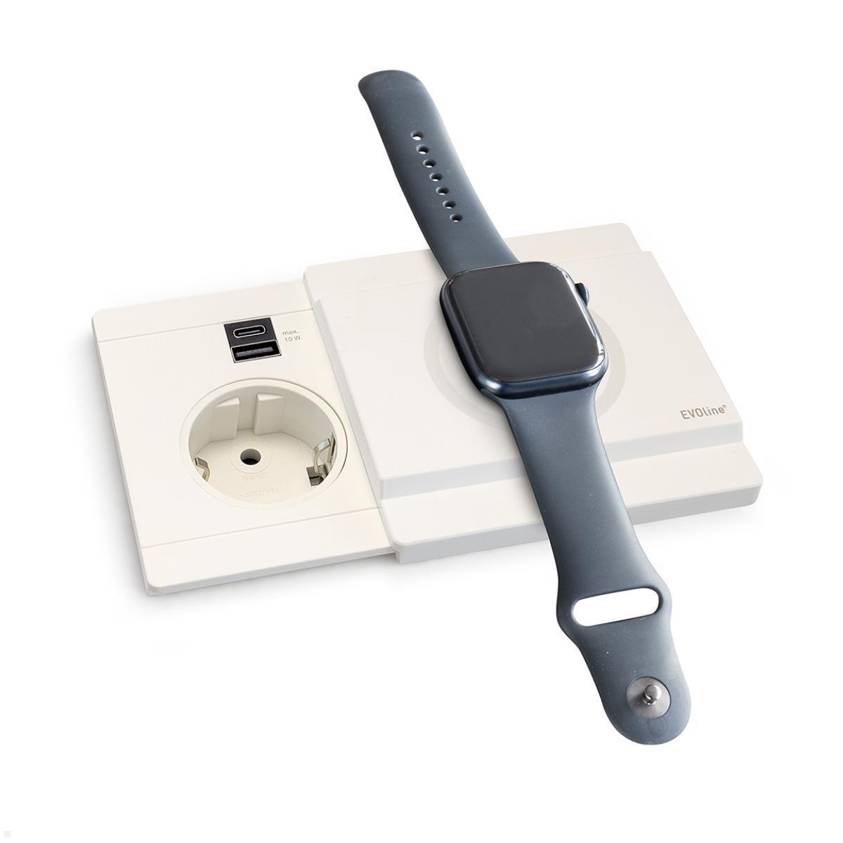 EVOline Schiebedeckel mit magnetischer Qi Ladefunktion für Circle80 USB 10W, weiß, Smartwatch Ladestation