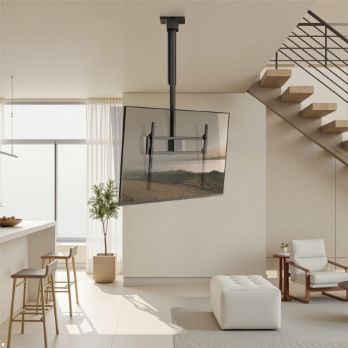 MonLines MLD400B elektrisch schwenkbare TV Lift Deckenhalterung, Hub 400mm, mechanische Höhenverstellung