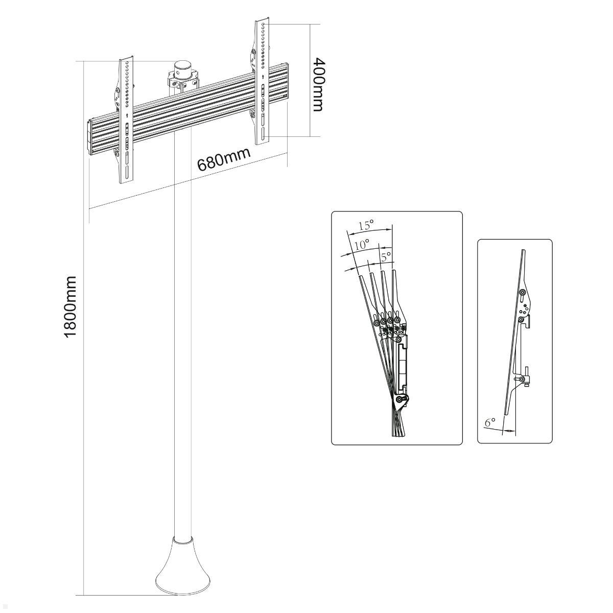 MonLines MBS007B TV Ständer zum Anschrauben 37-70 Zoll - Zeichnung MonLines MBS007B TV Ständer zum Anschrauben 37-70 Zoll - Zeichnung